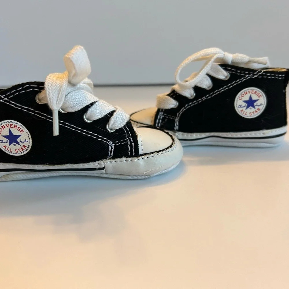 NWOT Converse Infant Black Soft Sole Sneakers, Sz. 3